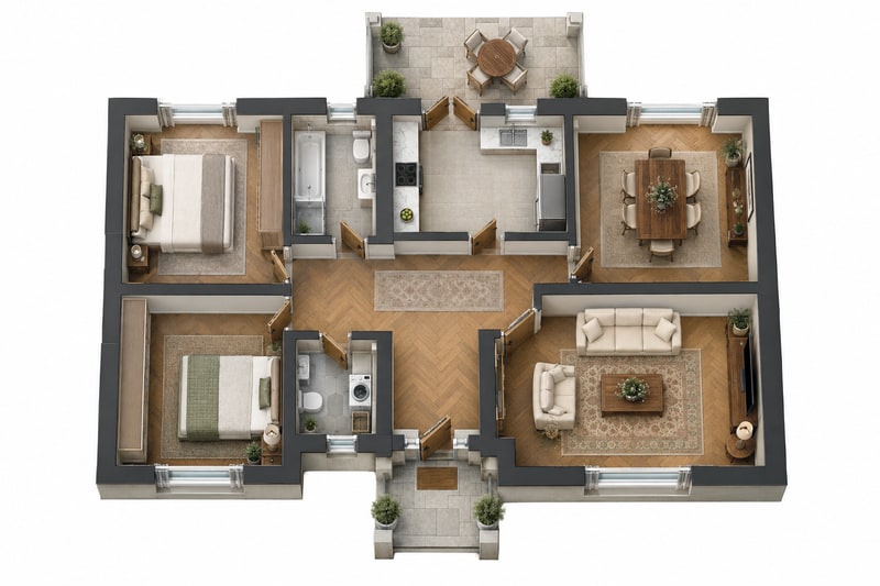 Nhà Cổ Điển — 3D Có Nội Thất — Bản Dựng