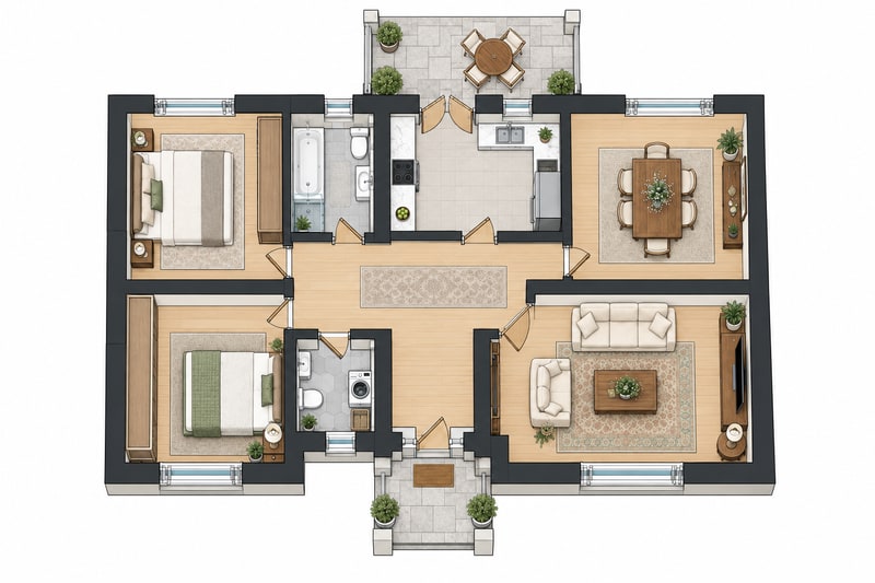 Nhà Cổ Điển — 2D Màu — Bản Dựng